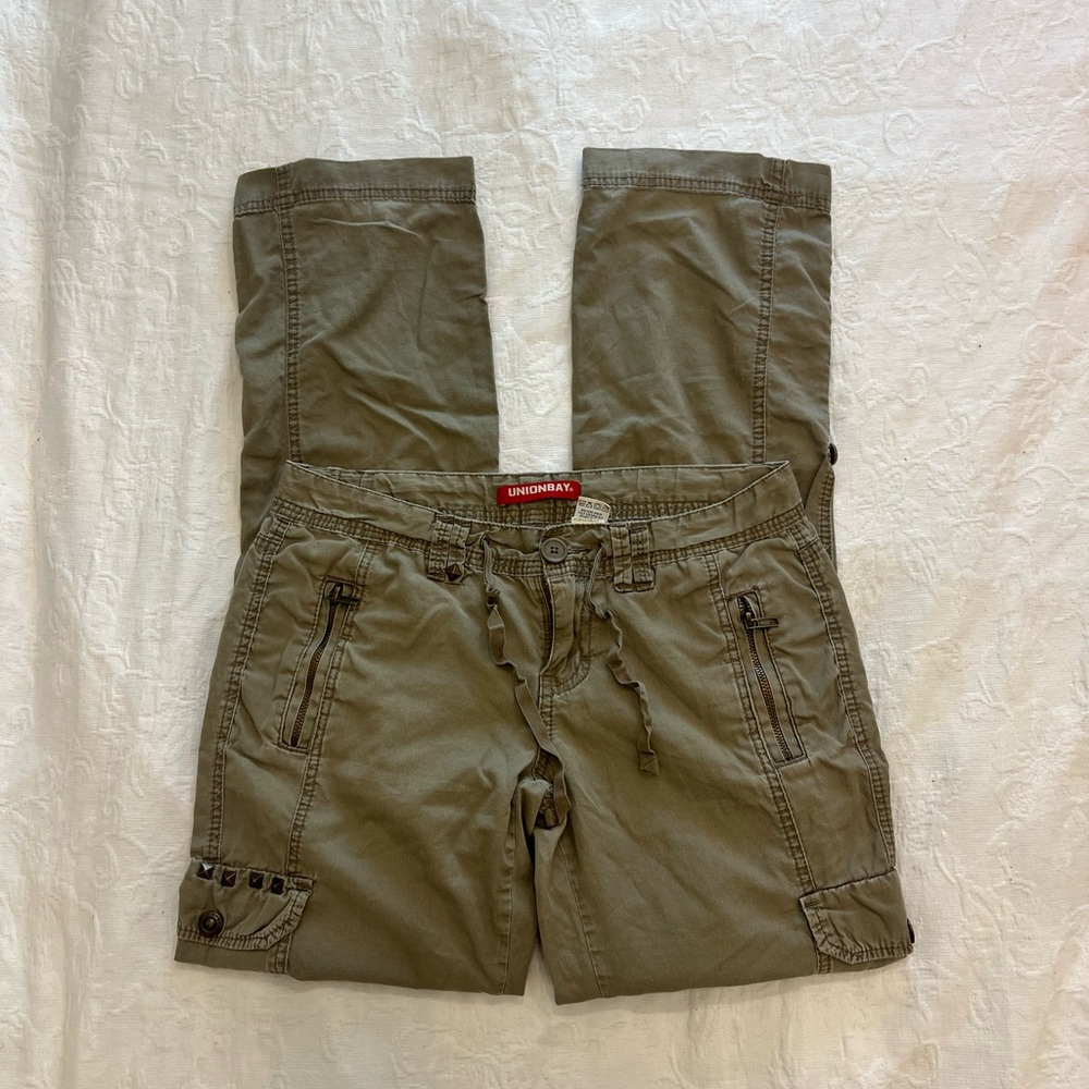y2k grunge union bay khaki green straight leg baggy cargo pants ❤︎︎